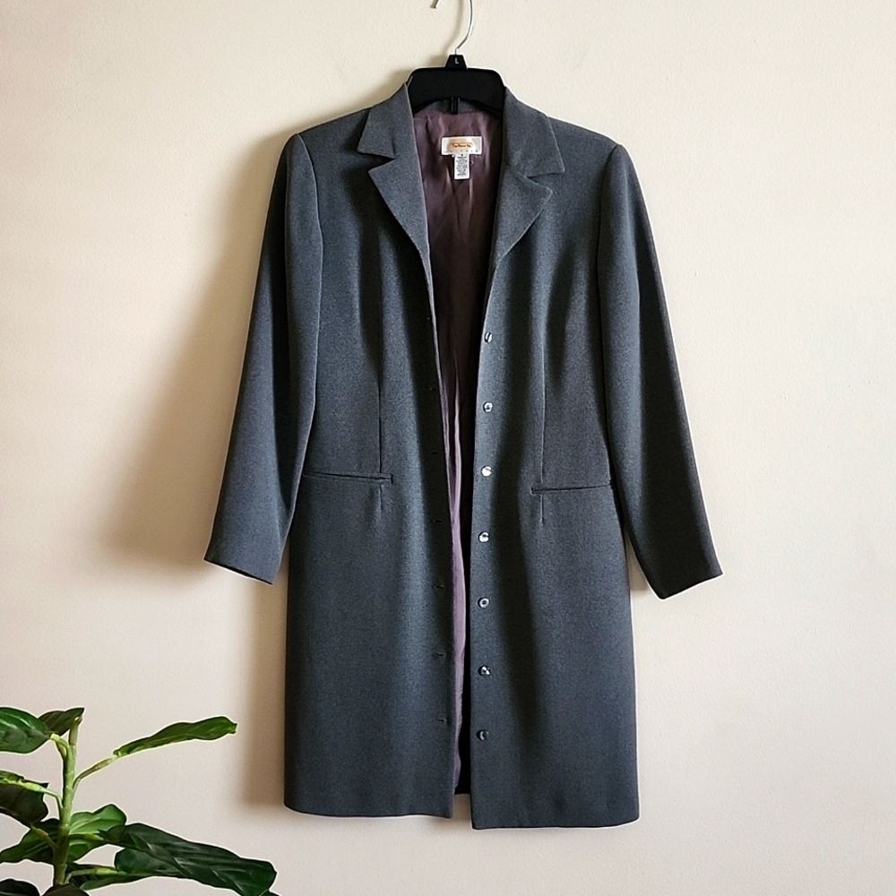 Talbots gray longline midweight coat women's 4 petite